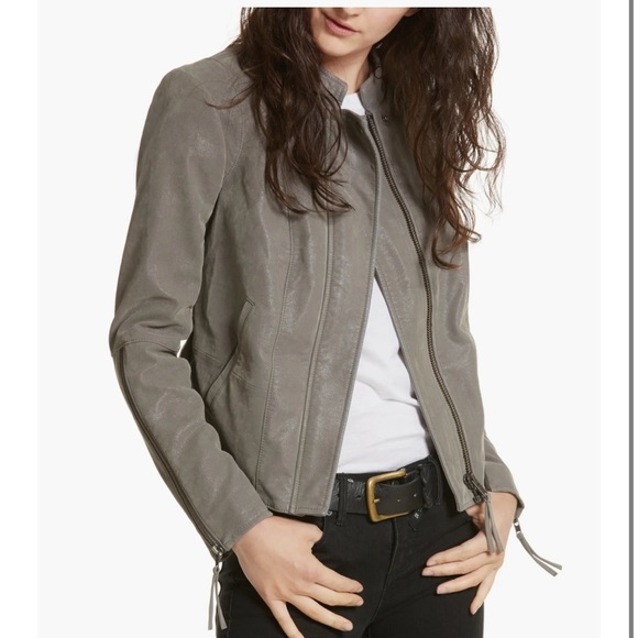 FREE PEOPLE Faux Leather Jacket In Steel Grey size 8 - Picture 2 of 13